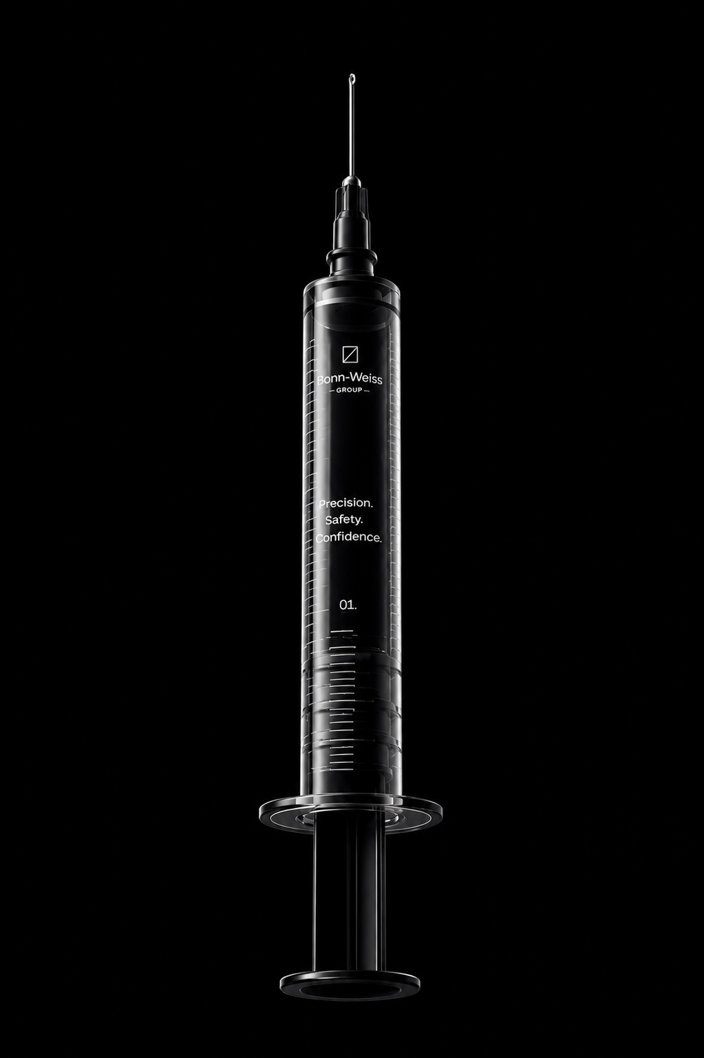 BWG syringe on black